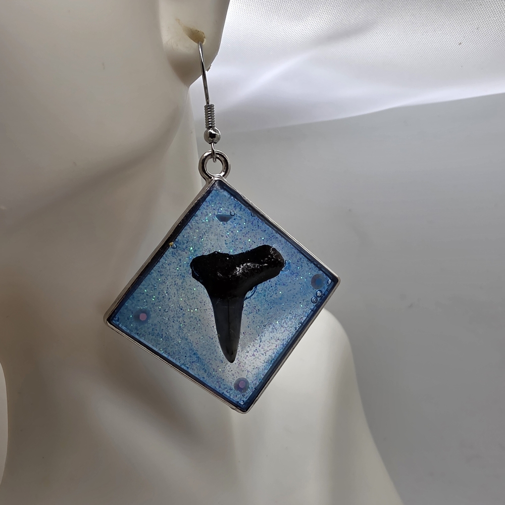 Oceanic Black Shark Tooth Earrings